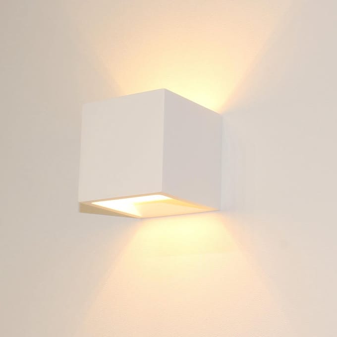 Artdelight - Wandlamp Plaster Vierkant - Wit - LED 3,5W 2700K - IP20 - Dimbaar