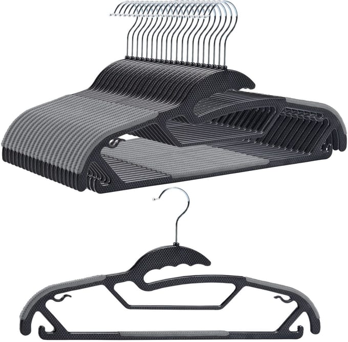 SEVERNO Home Softy - Kledinghanger Set - Antislip - 20 Stuks - Zwart-Grijs
