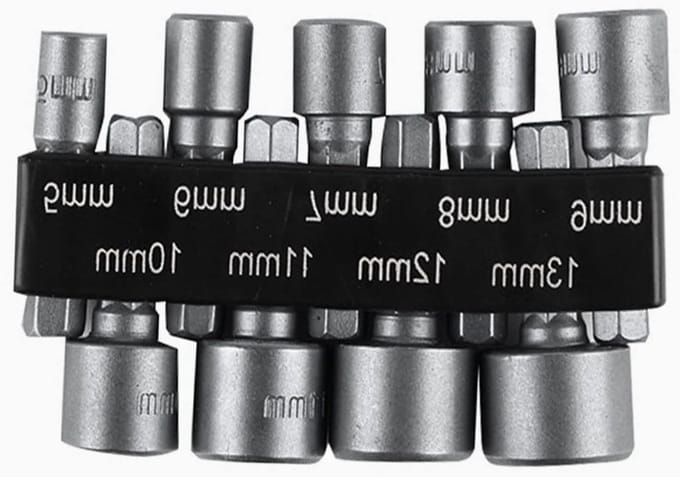 Complete Set van 9 Stuks Steeksleutels met Hexagonale Adapter en Booraccessoires voor Diverse Maten 5-13mm