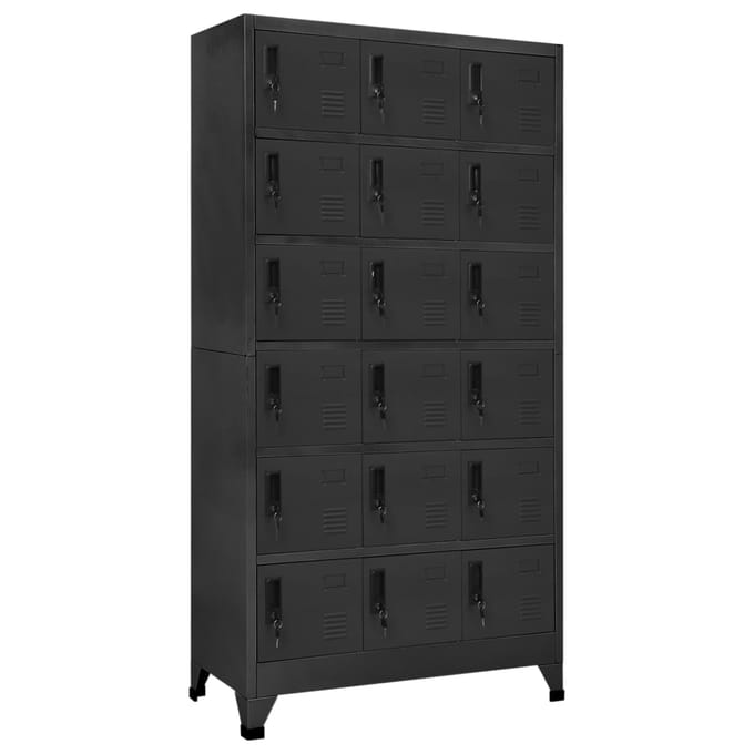 vidaXL - Lockerkast - 90x40x180 - cm - staal - antracietkleurig