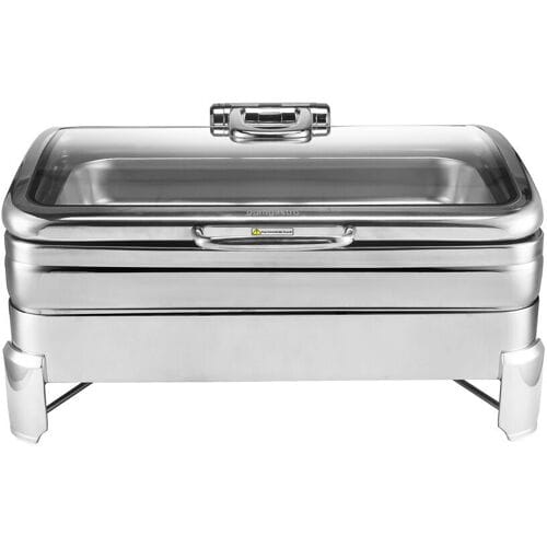 GGM Gastro Edelstahl Chafing Dish - GN 1/1 - mit Soft-Close-Glasdeckel Zilver