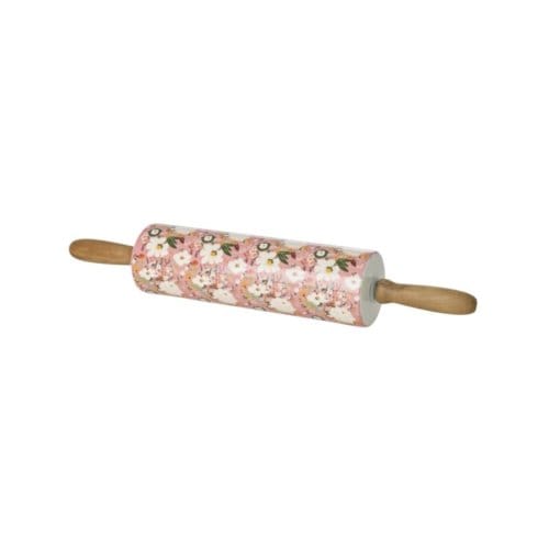 Rice keramieken deegroller, roze alison flower print