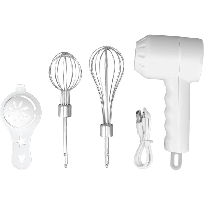 Draadloze Elektrische Handmixer USB Oplaadbare Handheld Garde Elektrische Melkschuimer met 2 Roer wit