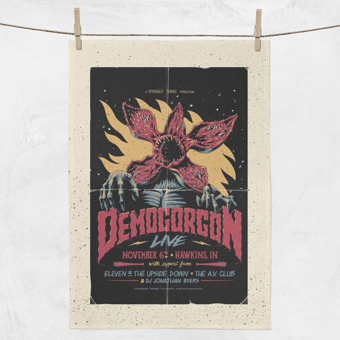 Stranger Things Demogorgon Live Tea Towel