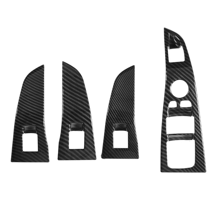 4 pièces ABS Cache de décoration pour interrupteur de lève-vitre, compatible avec X5 X7 2019(Fibre de carbone) black