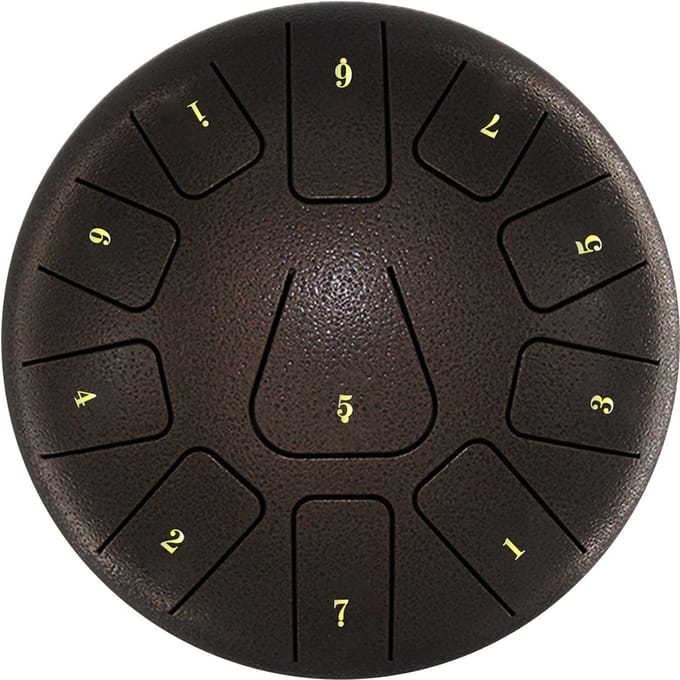 Tambour à langue en acier de 8 pouces, 11 Notes, tambour à main avec maillet, pics à doigts, Percussion pour brun foncé
