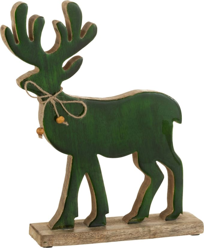 J-Line decoratie Rendier - hout - groen - medium