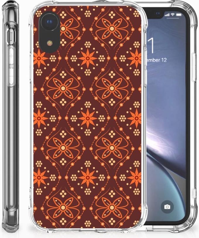 Apple iPhone Xr Doorzichtige Silicone Hoesje Batik Brown