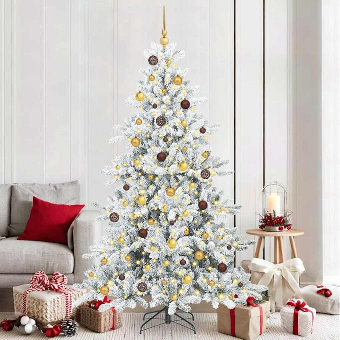 vidaXL - Kunstmatige - Hinged - Kerstboom - Wit - 210 - cm - PVC - en - Staal