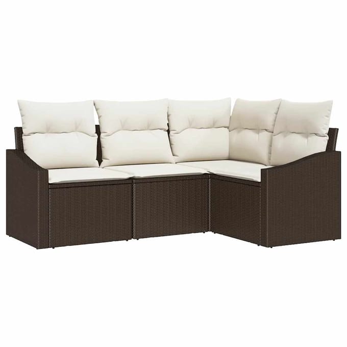vidaXL Bankstel 4 st Bruin poly rattan
