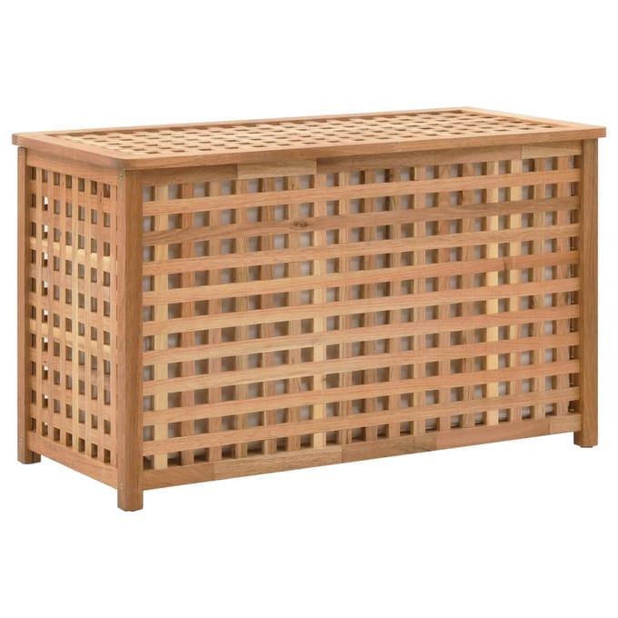 vidaXL - Wasmand - 77,5x37,5x46,5 - cm - massief - walnoothout