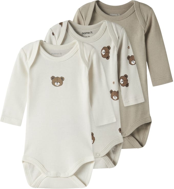 NAME IT- NBNBODY 3P LS PUMICE BEAR NOOS - Meisjes - Body