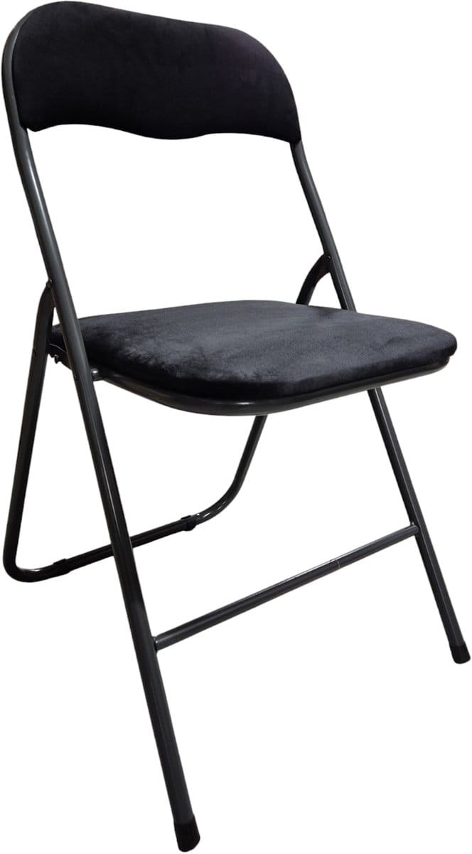 5five Vouwstoel Velours - Zwarte tuinstoel of extra bijzetstoel voor binnen en buiten, 44 x 48 x 79 cm