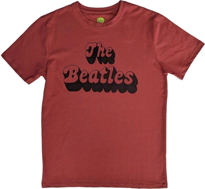 The Beatles - Text Logo Shadow Heren T-shirt - M - Rood