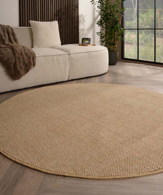 Rond vloerkleed laagpolig - Loom beige 120