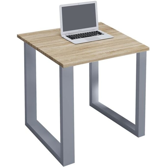 Houten bureau Computerbureau Werkbureau Kantoormeubilair Lona U Aluminium Zilver