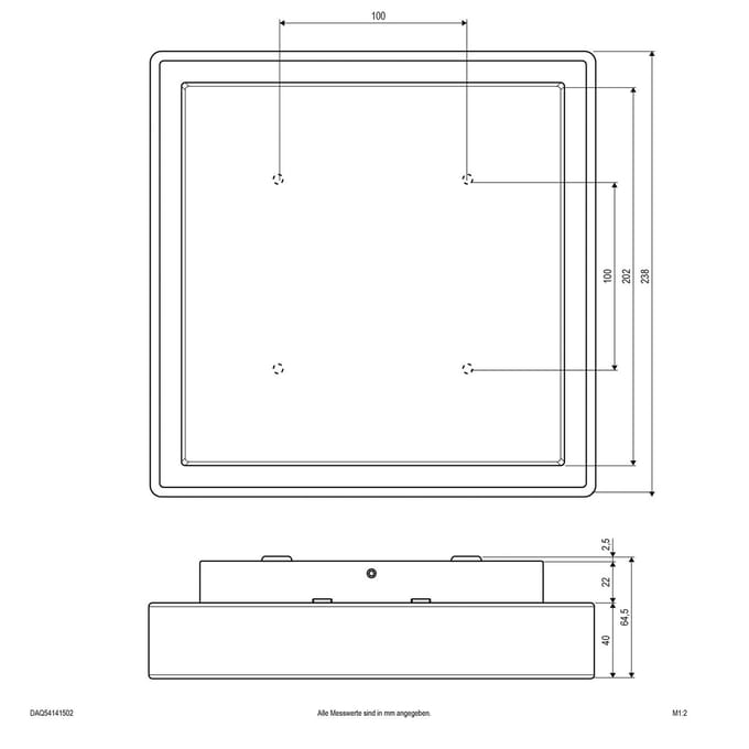 EVN LED buiten plafondlamp Tectum, 24x24 cm, antraciet, 110°