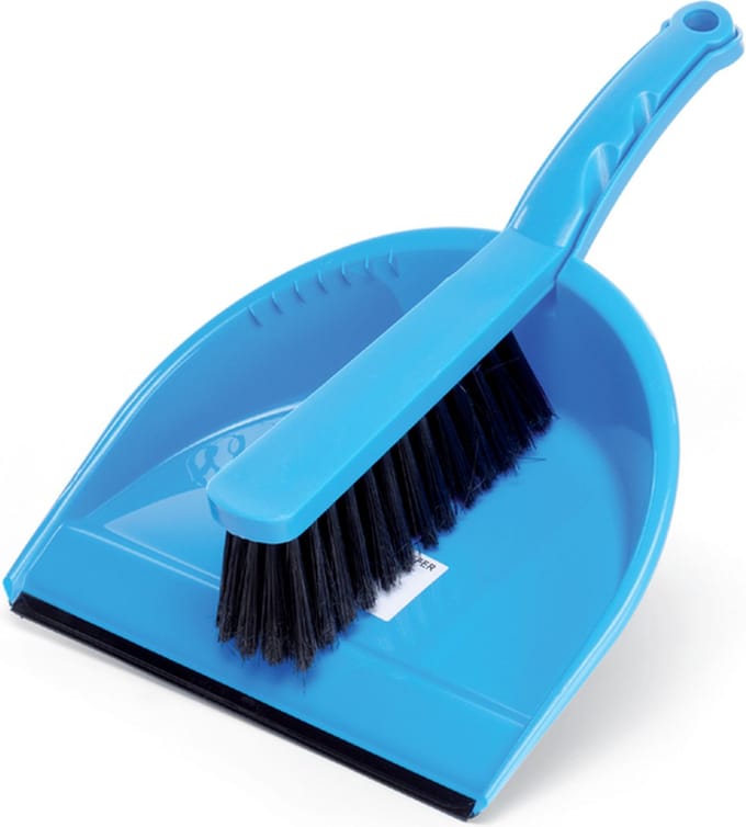 Stoffer en blik kunststof blauw
