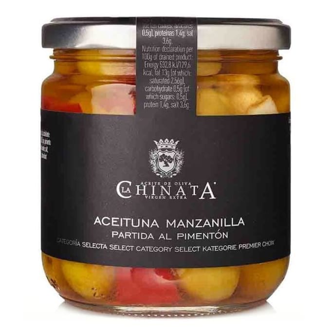 Olives Manzanilla à l'Ail & Poivron Rouge - La Chinata