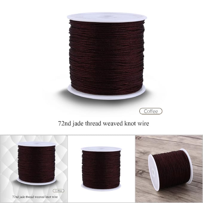 100M x 0.8mm Nylon Chinees Knoopkoord Rattail Macrame Shamballa Draad String Koffie black