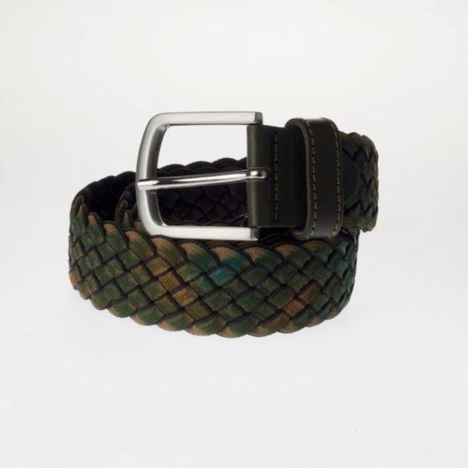 Geweven Heren Riem - Italiaans Design – Groen – 95cm/ 4cm - Treccia