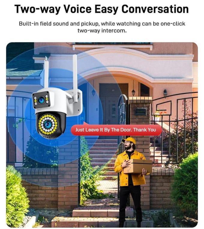 Caméra IP 4K 8MP Double objectif Caméra Wifi PTZ 4G Double écran Suivi automatique Audio bidirectionnel Vision nocturne couleur Caméra de sécurité Yoosee Wifi Camera