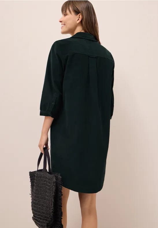 Corduroy jurk in effen kleur