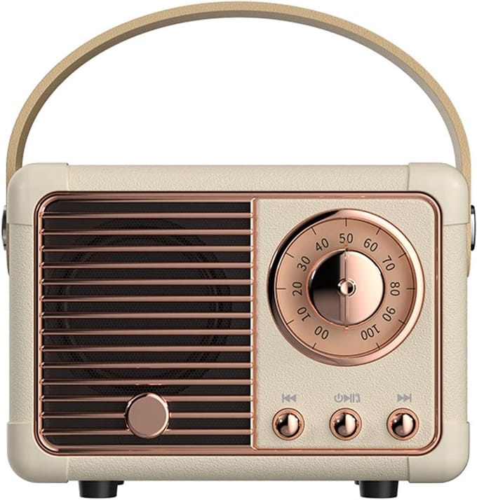 Retro bluetooth luidspreker - vintage luidspreker met klassieke antieke stijl - luid volume - draadloze Bluetooth 5.0-verbinding - bluetooth luidsprekers boxen - Wit