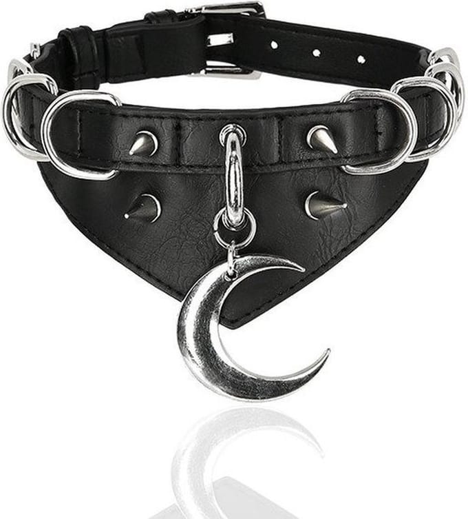 Restyle - Moon and DRing Choker - Zwart
