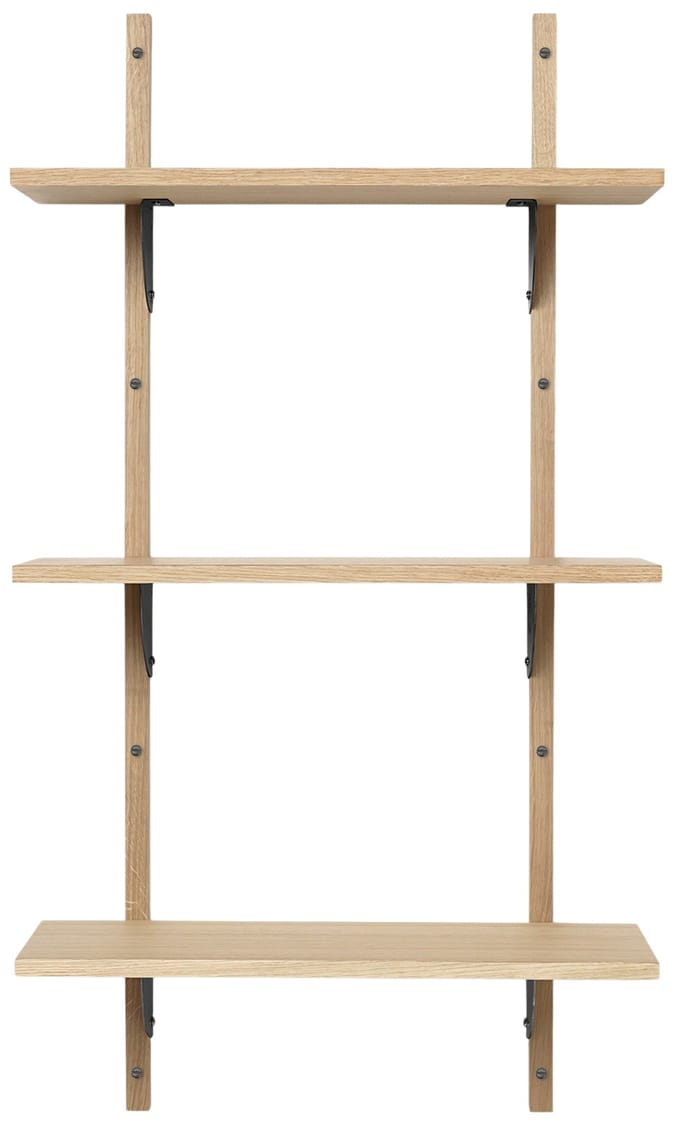 Ferm Living Sector Wandrek - eiken - zwart messing - 3 Wandplanken - smal
