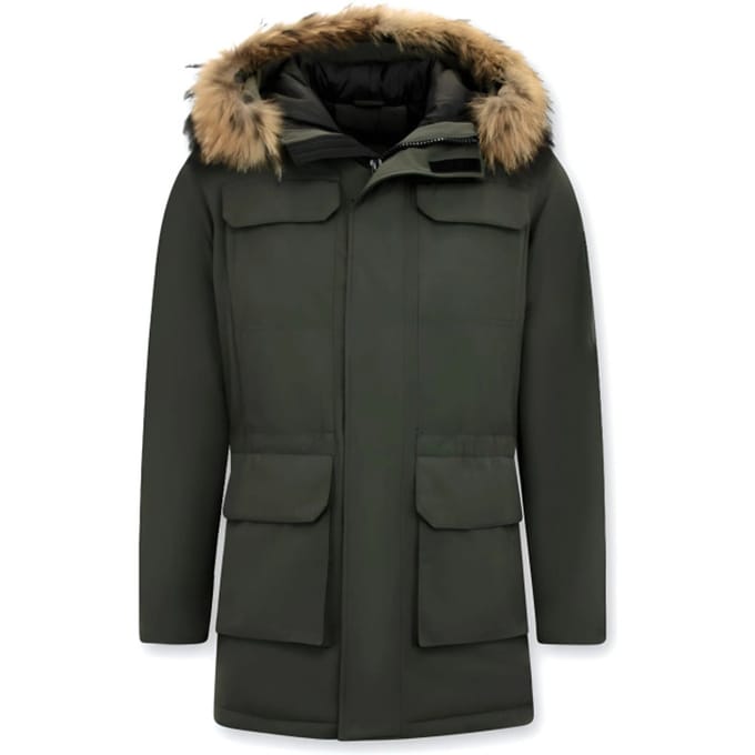 Enos Winterjas parka met grote echte bontkraag