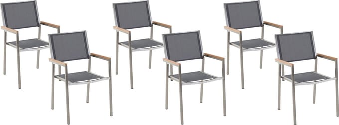 GROSSETO - Tuinstoel set van 6 - Grijs - Polyester