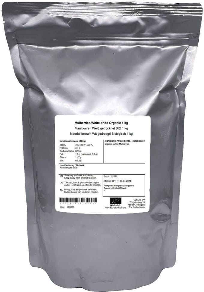 Moerbeibessen Wit gedroogd - 1 Kg - VehGro