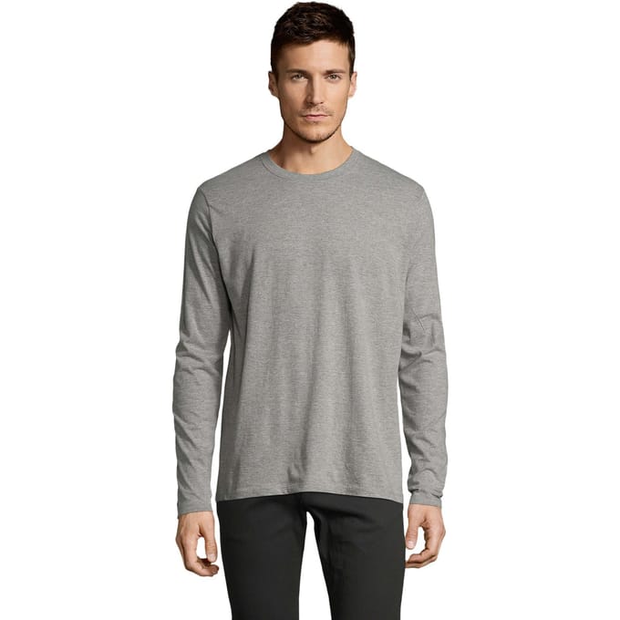 SOLS Heren Imperial T-shirt met lange mouwen (Grijze Melange)