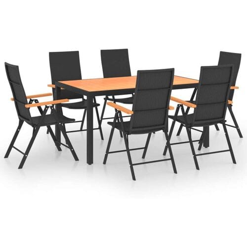 vidaXL - 7-delige - Tuinset - zwart - en - bruin