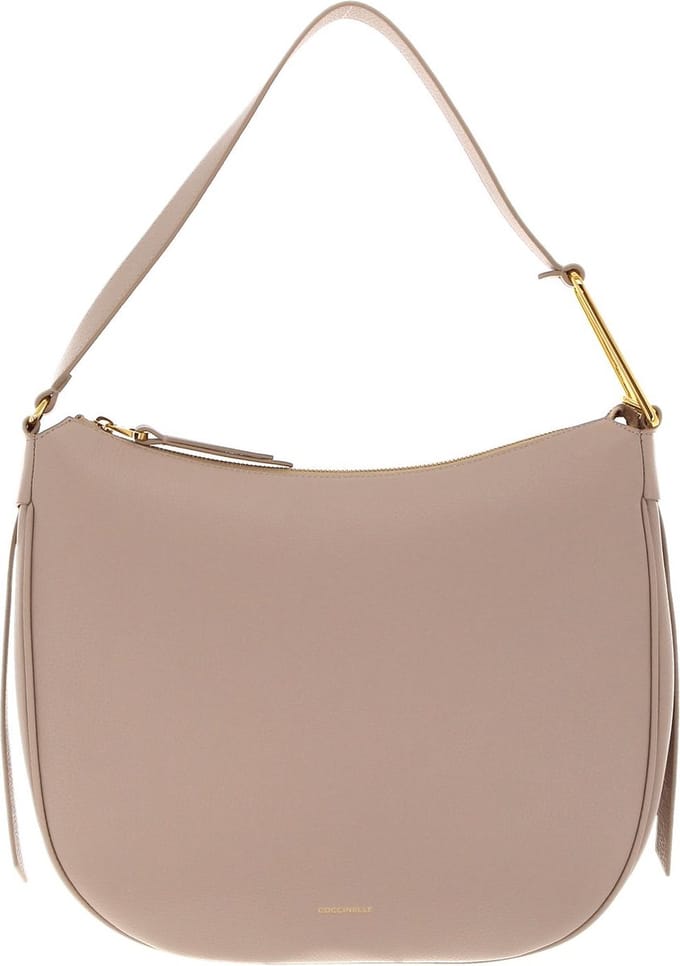 COCCINELLE Leren Schoudertas Priscilla Handbag Grained Leather Powder Pink Beige