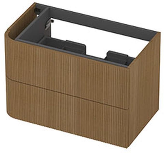 INK - Links Afgeronde Onderkast Fineer 2 Laden Softclose met Gefreesd Front Tbv Grepen - 800x450x520 Mm - Light Veneer