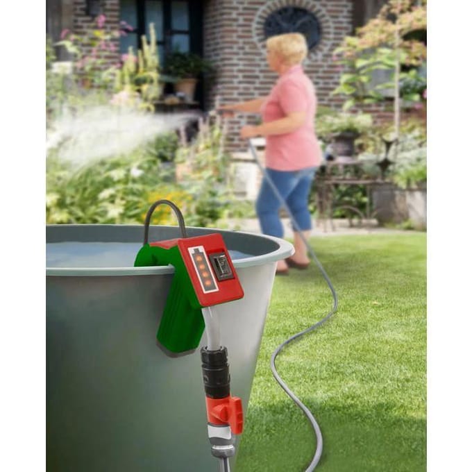 12V Accupomp voor regenton 1500L/u instelbaar 53-134cm IPX8