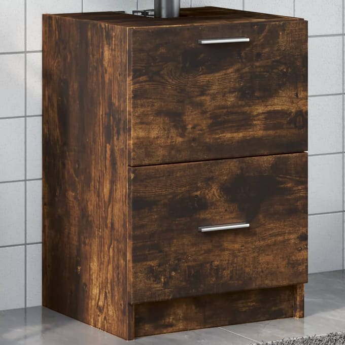 vidaXL - Wastafelkast - 40x37x59 - cm - bewerkt - hout - gerookt - eikenkleurig