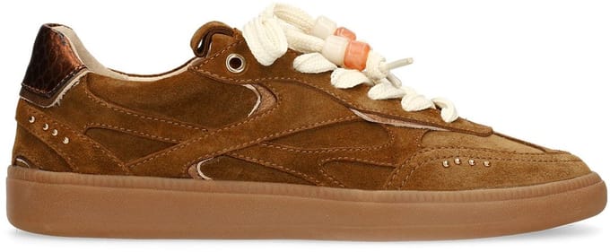 Manfield - Dames - Bruine suède sneakers - Maat 36