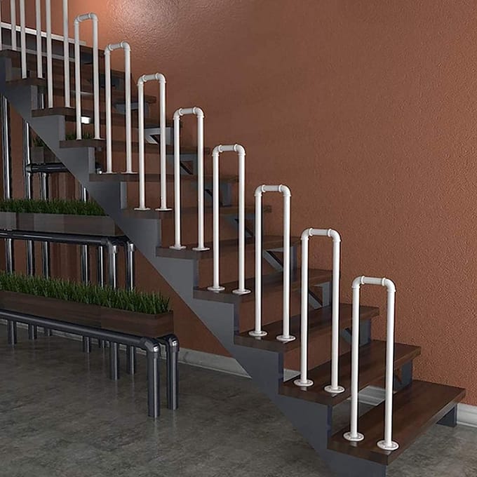 Trapleuning U-vorm - Veiligheidshandvat - Veilige Traplift - Industriële Stijl - Smeedijzer - Wit