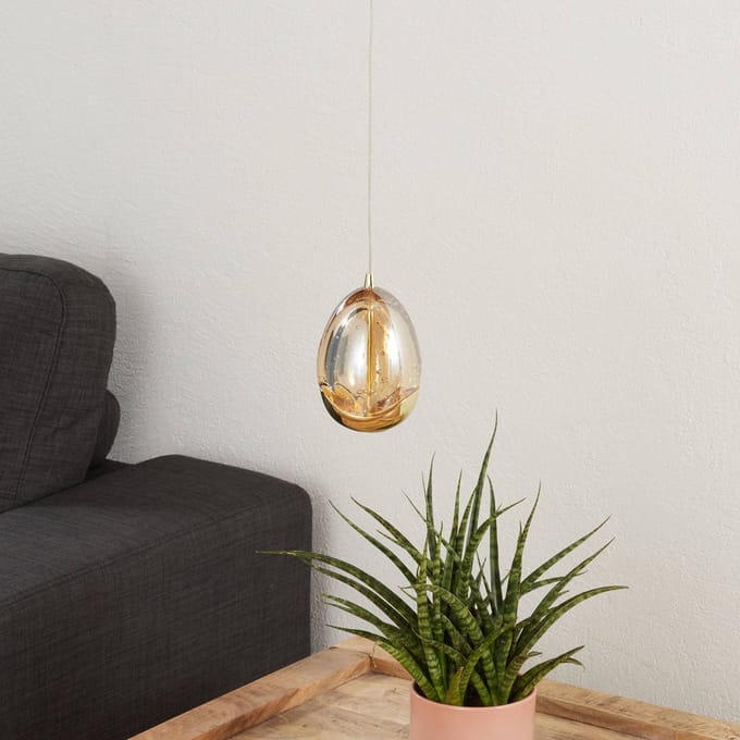 Schuller Valencia LED hanglamp Rocio 1-lamp, metaal, glas, goud