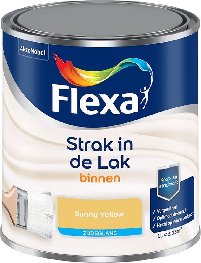 Flexa - Strak In De Lak Binnenlak Zijdeglans - Sunny Yellow - Mengverf - 1 L