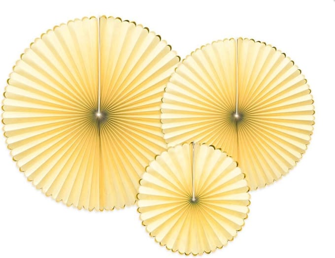 Partydeco - Honeycomb geel met gouden randje