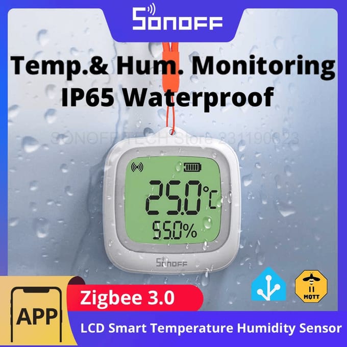 SONOFF SNZB-02WD IP65 Zigbee LCD Smart Temperatuur-vochtigheidssensor Waterdicht Werk met Alexa Google Home Need Sonoff Zigbee Hub