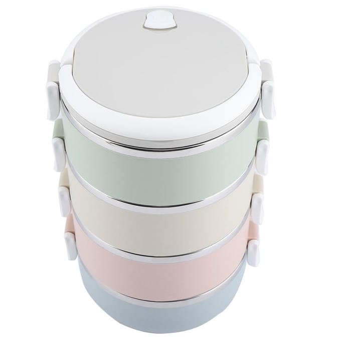 Draagbare roestvrijstalen lunchboxcontainer Bento Box-voedselcontainer (4 lagen 2800ml) gray