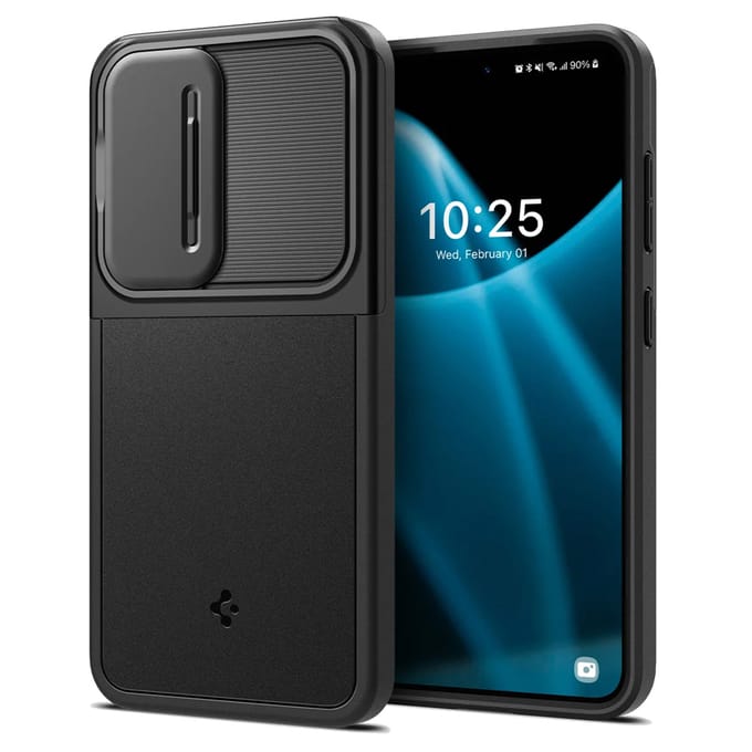Spigen Optik Armor Geschikt voor Samsung Galaxy S24 - Back Cover met Camera Slider - Zwart