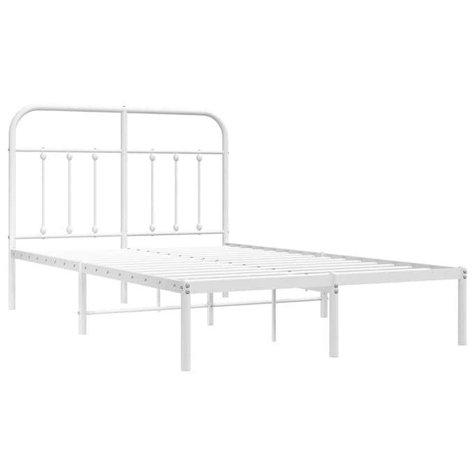 vidaXL - Bedframe - met - hoofdbord - metaal - wit - 120x190 - cm