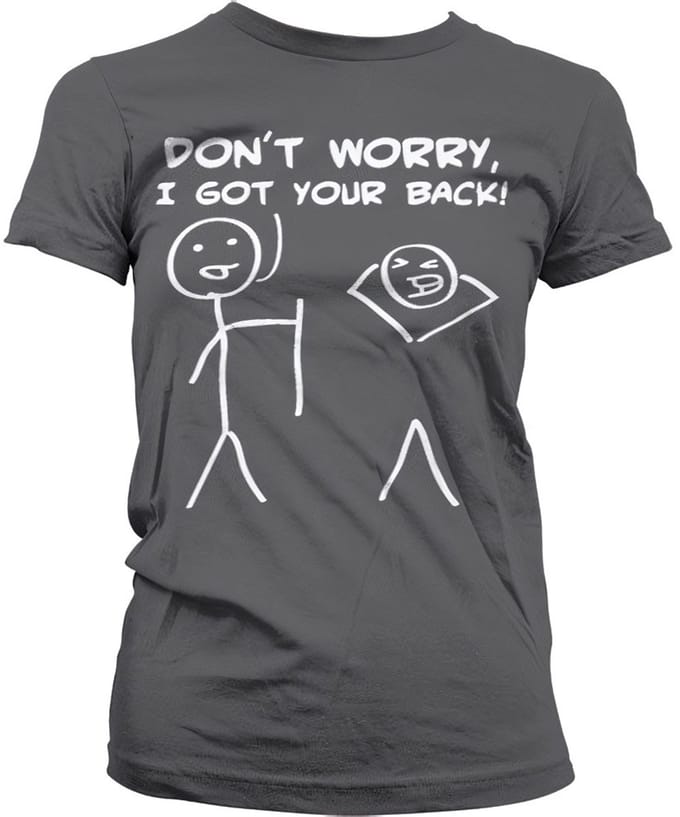 Hybris Don't Worry, I Got Your Back! Girly T-shirt voor dames, donkergrijs