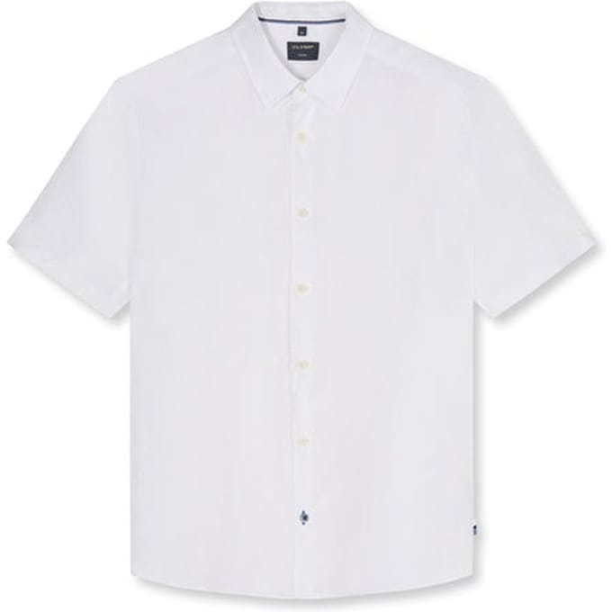 OLYMP Casual regular fit overhemd - korte mouw - structuur - wit